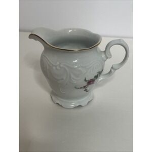 Vintage Royal Kent Collection Poland Bavarian Rose Creamer Gold Trim Embossed